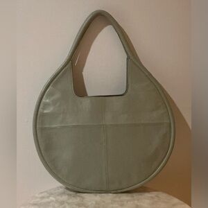 Gray Anthropologie Leather Julien Circle Tote Handbag
